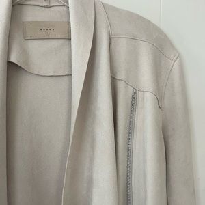 blank NYC private practice faux suede drape jacket